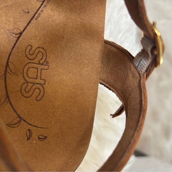 SAS DUO BRONZE METALLIC LEATHER CUSHIONED CASUAL WIDE WIDTH BUCKLE SANDAL SZ 7WW - Picture 9 of 9